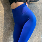 High elastic running leggings women in vibrant blue color designed for comfort and flexibility during workouts