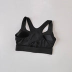 Black high impact sports bra for women with stylish back design and supportive fit