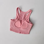 Pink high impact sports bra for women with breathable fabric and racerback design