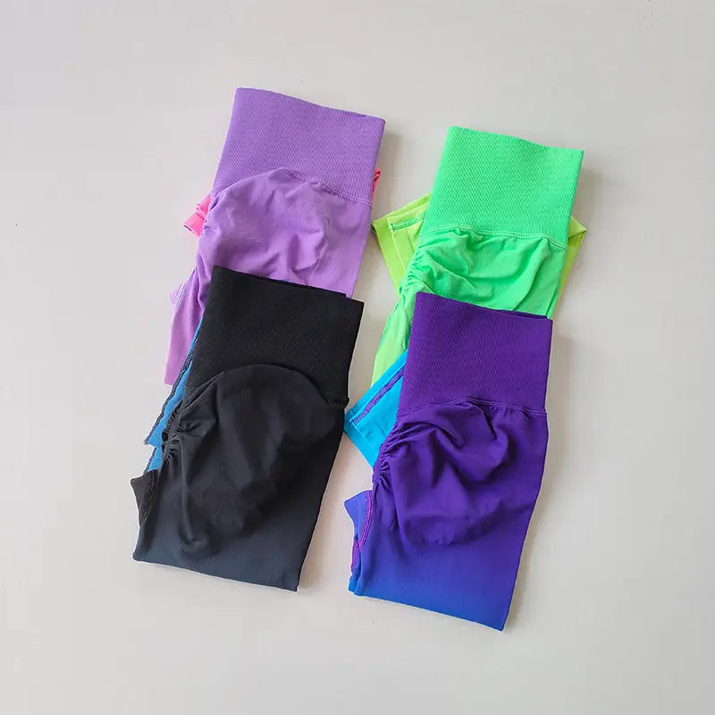 High Waist Gradient Running Leggings - The Lady's Haven Boutique