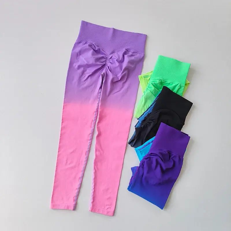 High Waist Gradient Running Leggings - The Lady's Haven Boutique