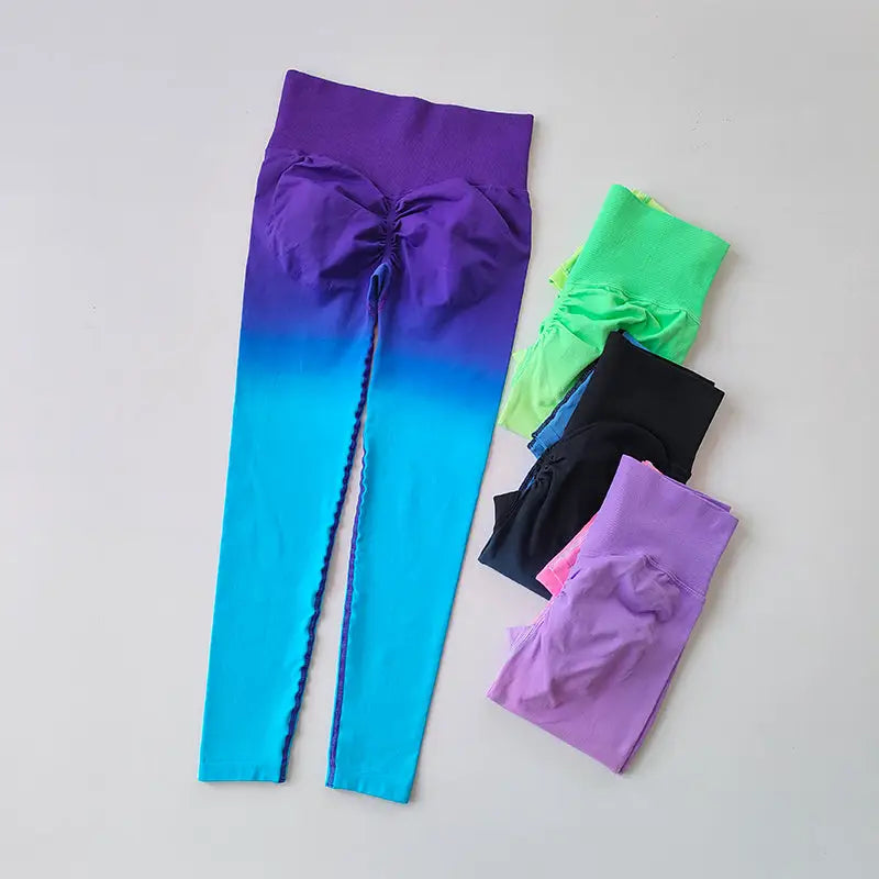 High Waist Gradient Running Leggings - The Lady's Haven Boutique