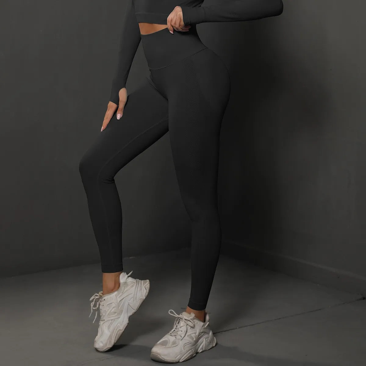Black high waist seamless yoga leggings for ultimate comfort and flexibility during workouts