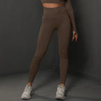 High waist seamless yoga leggings in brown for comfort and flexibility during workouts