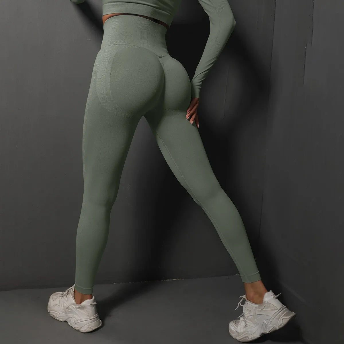 High waist seamless yoga leggings in green from The Lady's Haven Boutique for comfortable workouts