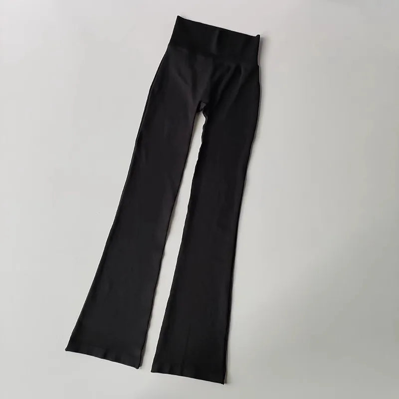 Black high waisted yoga pants bell-bottoms designed for comfort and style during workouts