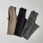 High waisted yoga pants bell-bottoms in beige, black, and gray from The Lady's Haven Boutique