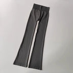 High waisted yoga pants bell-bottoms in gray with comfortable stretch fabric for activewear