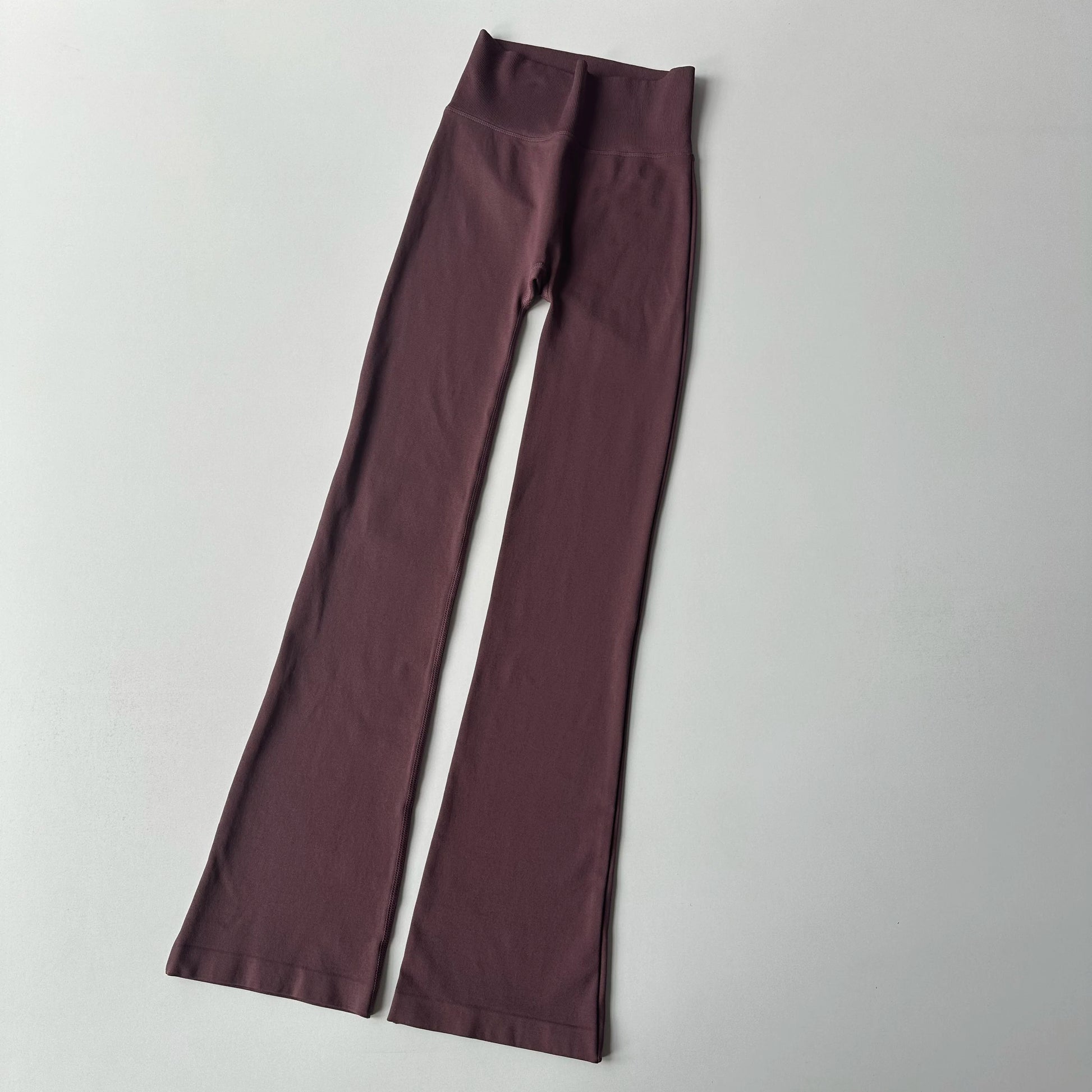 High waisted yoga pants bell-bottoms in deep purple for stylish workouts at The Lady's Haven Boutique