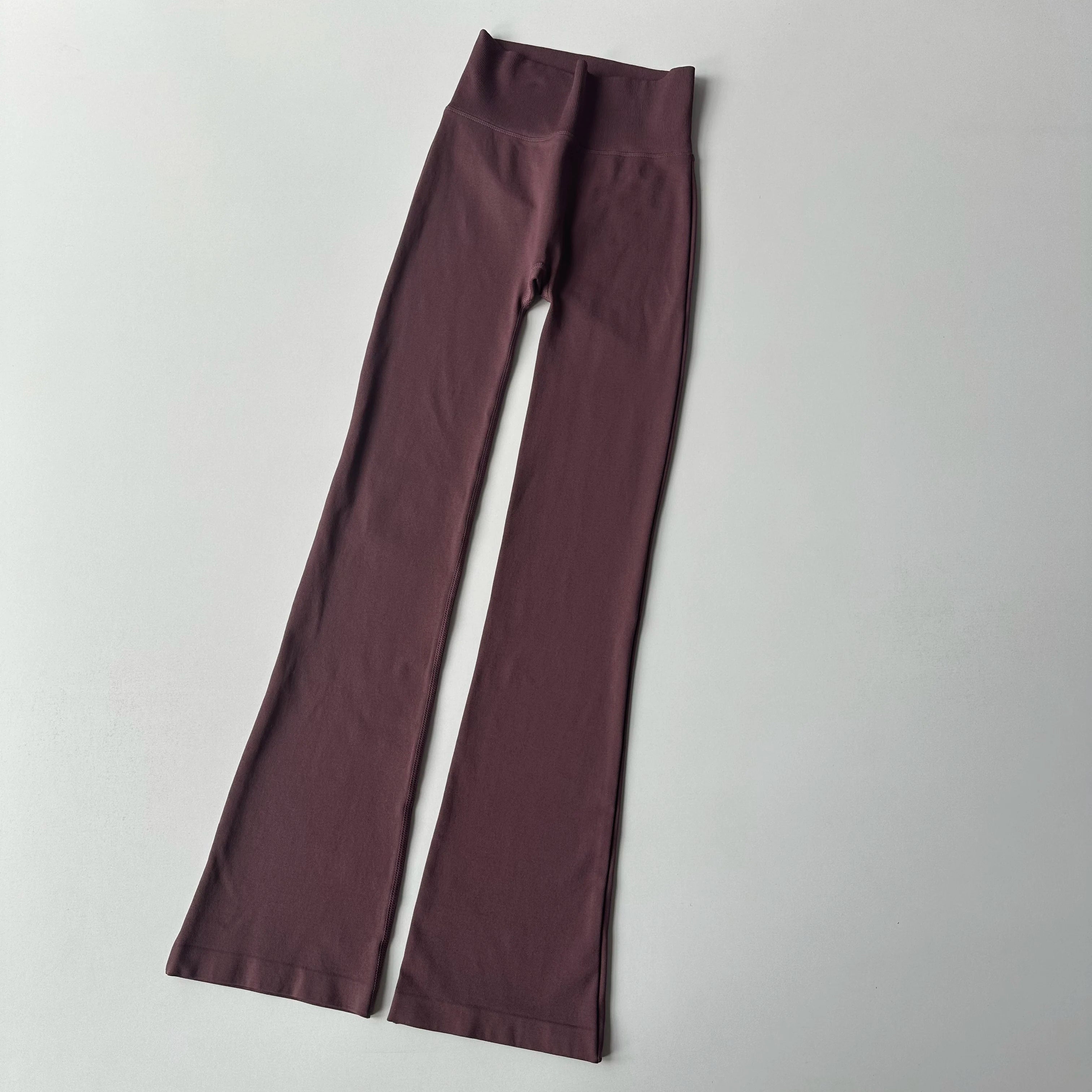High waisted yoga pants bell-bottoms in deep purple for stylish workouts at The Lady's Haven Boutique