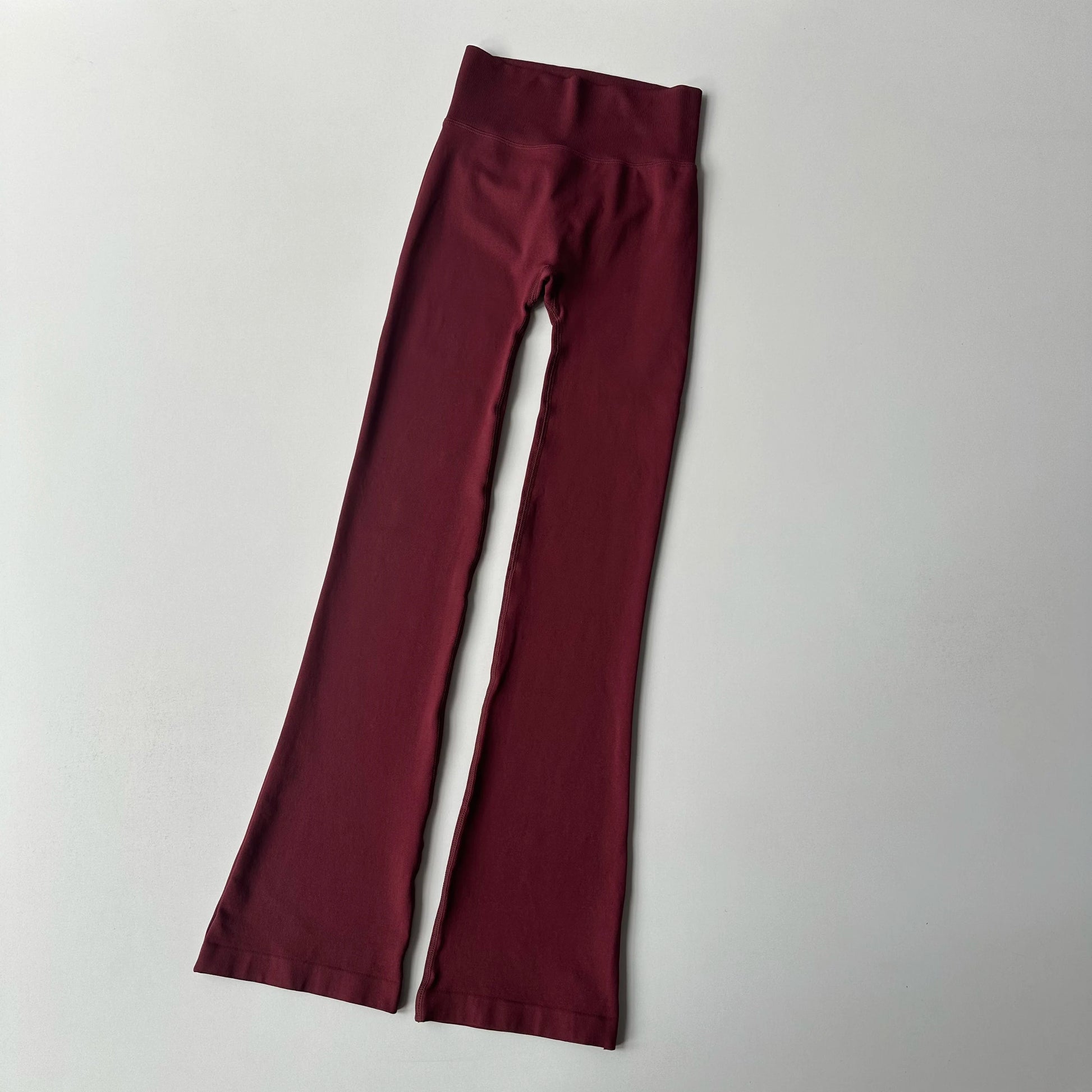 Burgundy high waisted yoga pants bell-bottoms for comfortable workouts and stylish casual wear