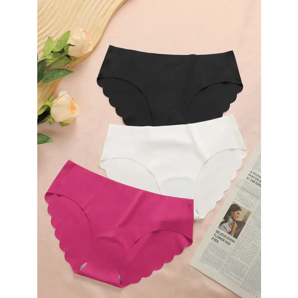 Black white and pink hip lifting seamless panties for women with scalloped edges from The Lady's Haven Boutique