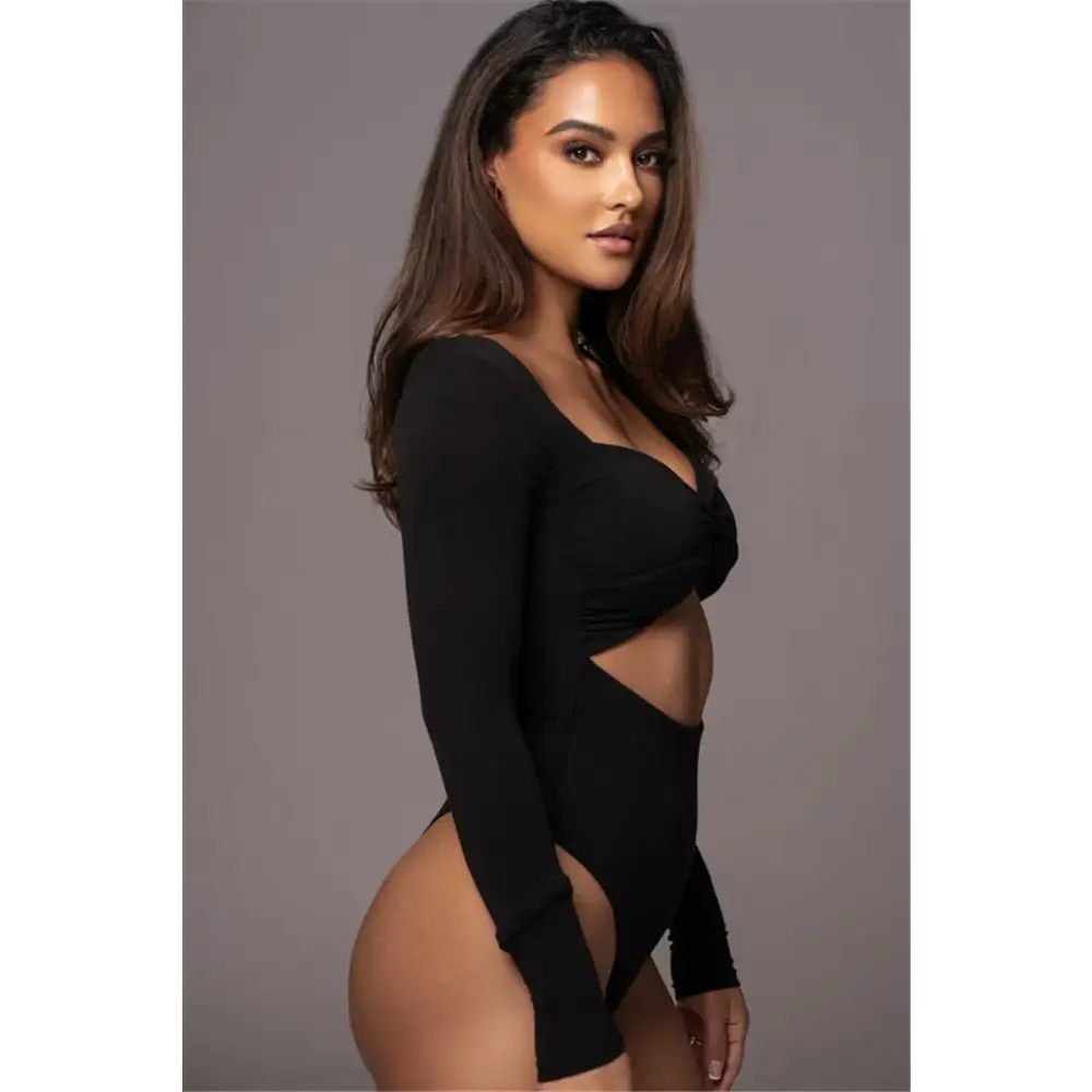 Mozision Hollow Out Long Sleeve Sexy Bodysuit For Women Tops Winter New Square Collar Strapless Skinny Partyl Sexy