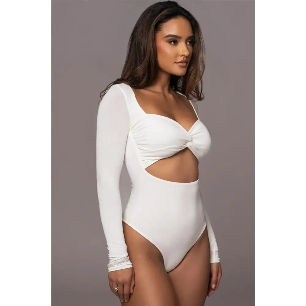 Mozision Hollow Out Long Sleeve Sexy Bodysuit For Women Tops Winter New Square Collar Strapless Skinny Partyl Sexy