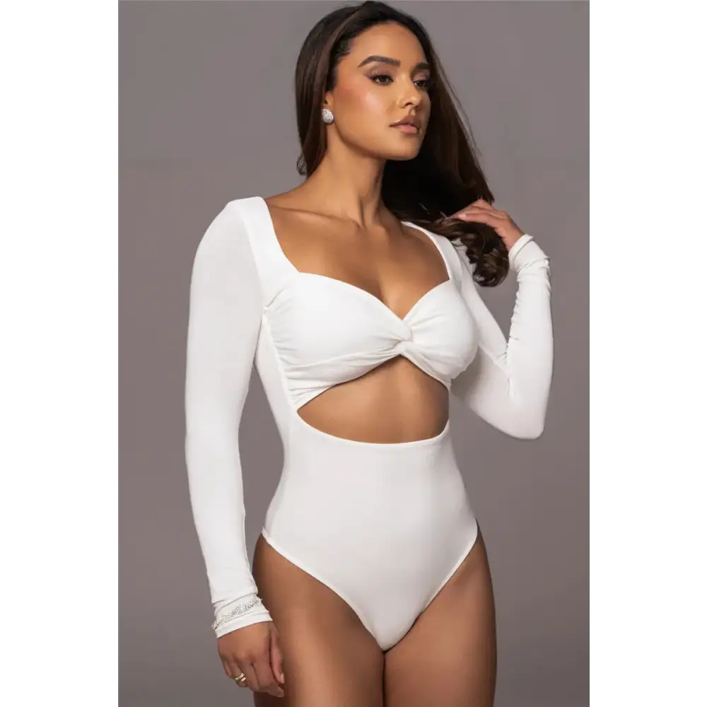 Mozision Hollow Out Long Sleeve Sexy Bodysuit For Women Tops Winter New Square Collar Strapless Skinny Partyl Sexy