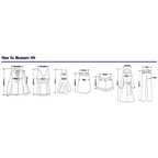 Measurement guide for sleeveless satin formal dress and other clothing items showing shoulder bust waist and length dimensions