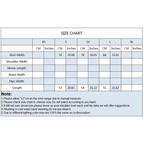 Size chart for pleated off shoulder crop top with bust, length measurements in cm and inches