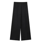 Black two piece wide leg pant set bottom with elastic waistband by The Lady's Haven Boutique