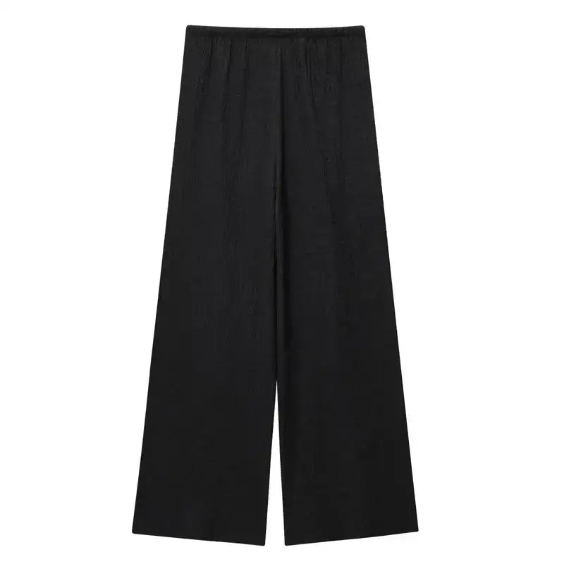 Black two piece wide leg pant set bottom with elastic waistband by The Lady's Haven Boutique