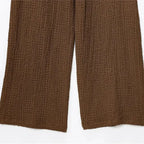 Brown textured fabric detail of two piece wide leg pant set from The Lady's Haven Boutique