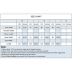 Size chart for elegant polka dot maxi dress with measurements in centimeters and inches from XS to XL