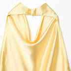 Yellow satin halter crop top with draped neckline from The Lady's Haven Boutique