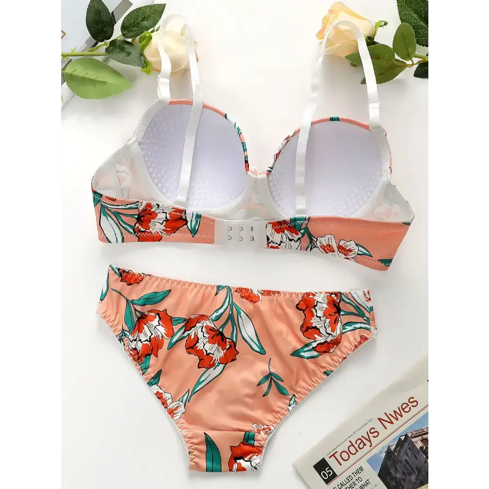 The Lady's Haven Boutique island vacation bra and panty set with floral print and adjustable straps