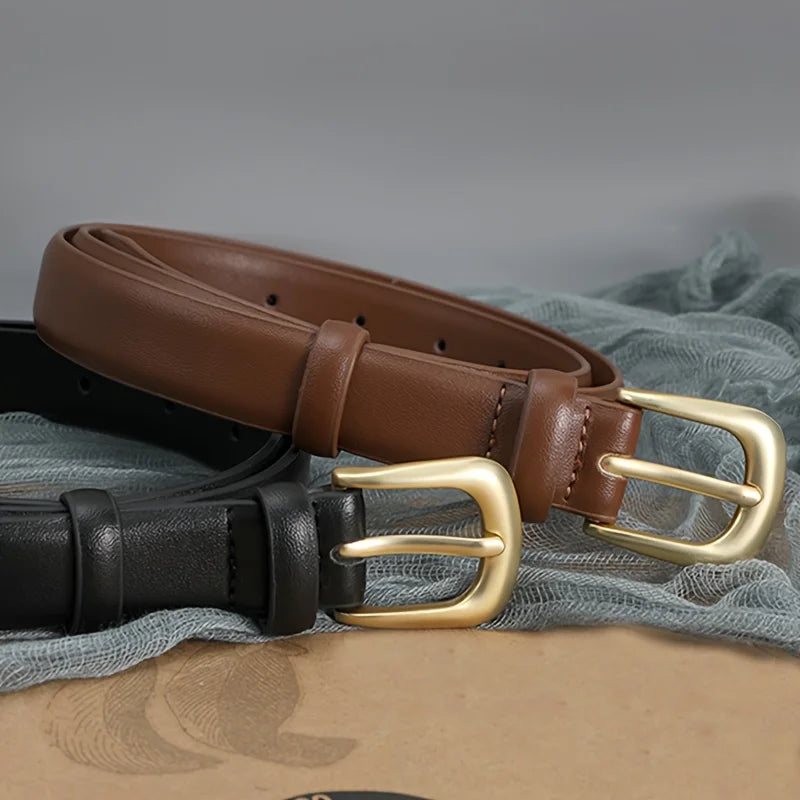 Stylish jeans belt for women available in brown and black with a gold buckle for versatile outfits