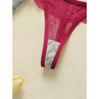 Pink lace low waisted thongs with delicate floral patterns from The Lady's Haven Boutique