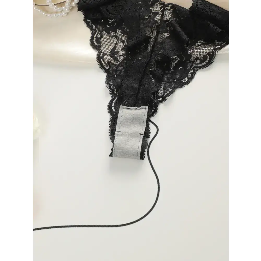 Black lace thong underwear for women with delicate floral patterns from The Lady's Haven Boutique