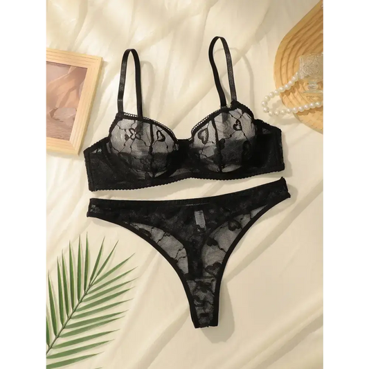 Ladies Black Sexy Lace Lingerie Set - The Lady's Haven Boutique