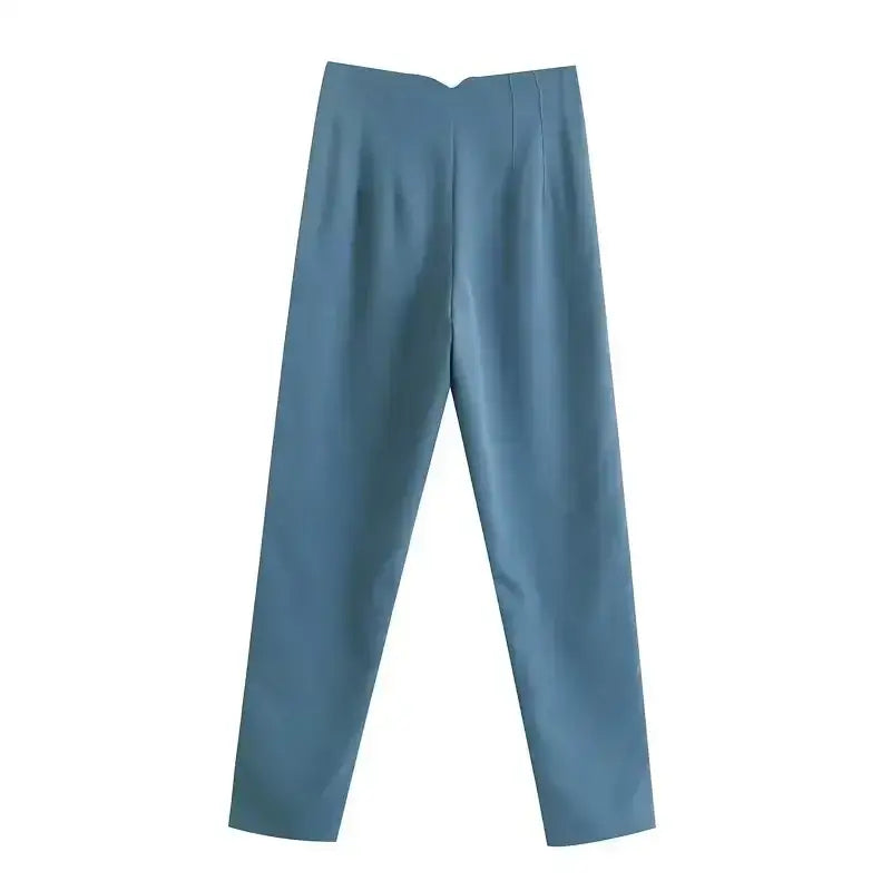 Blue elegant slim fit pencil trousers for women by The Lady's Haven Boutique