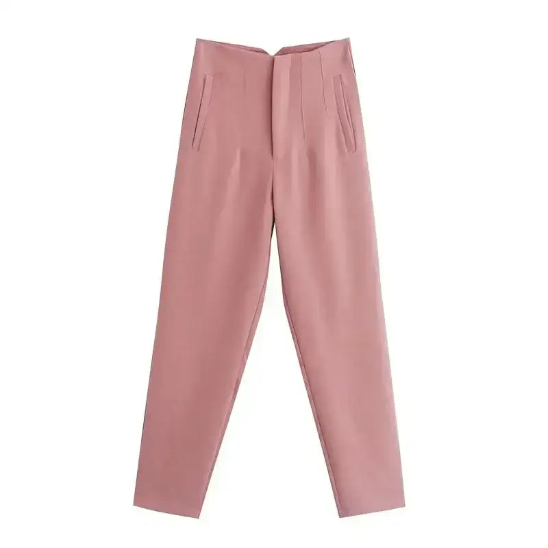 Pink elegant slim fit pencil trousers with front pockets from The Lady's Haven Boutique