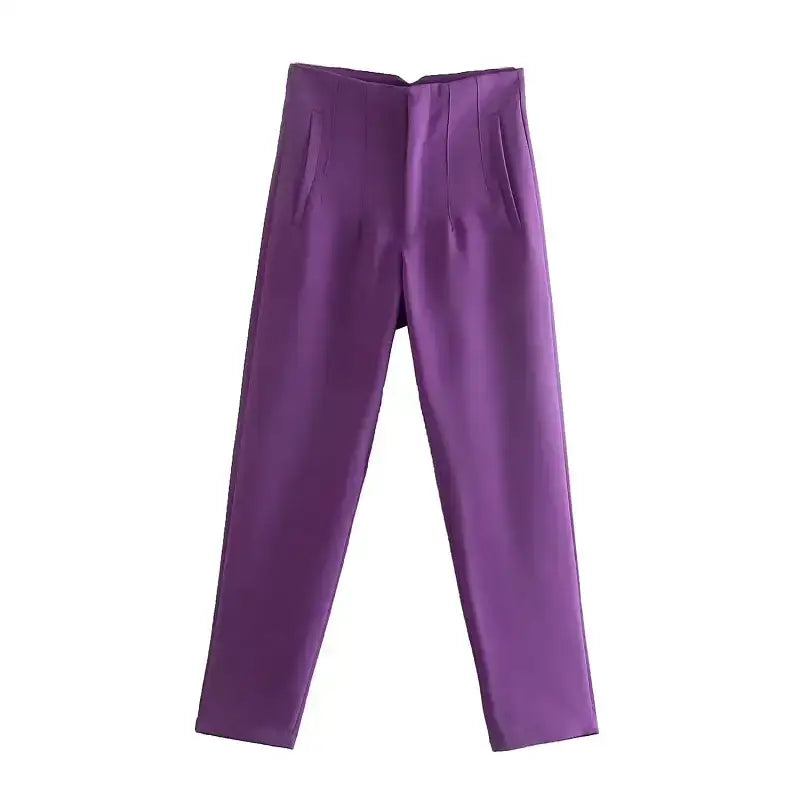 Purple elegant slim fit pencil trousers with front pockets from The Lady's Haven Boutique