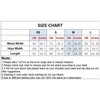 Size chart for ladies evening skirt showing measurements for waist, hips, and length in centimeters and inches