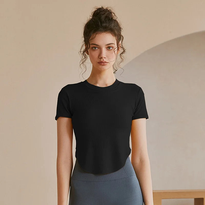 Black ladies fitness crop tops from The Lady's Haven Boutique for stylish workout wear