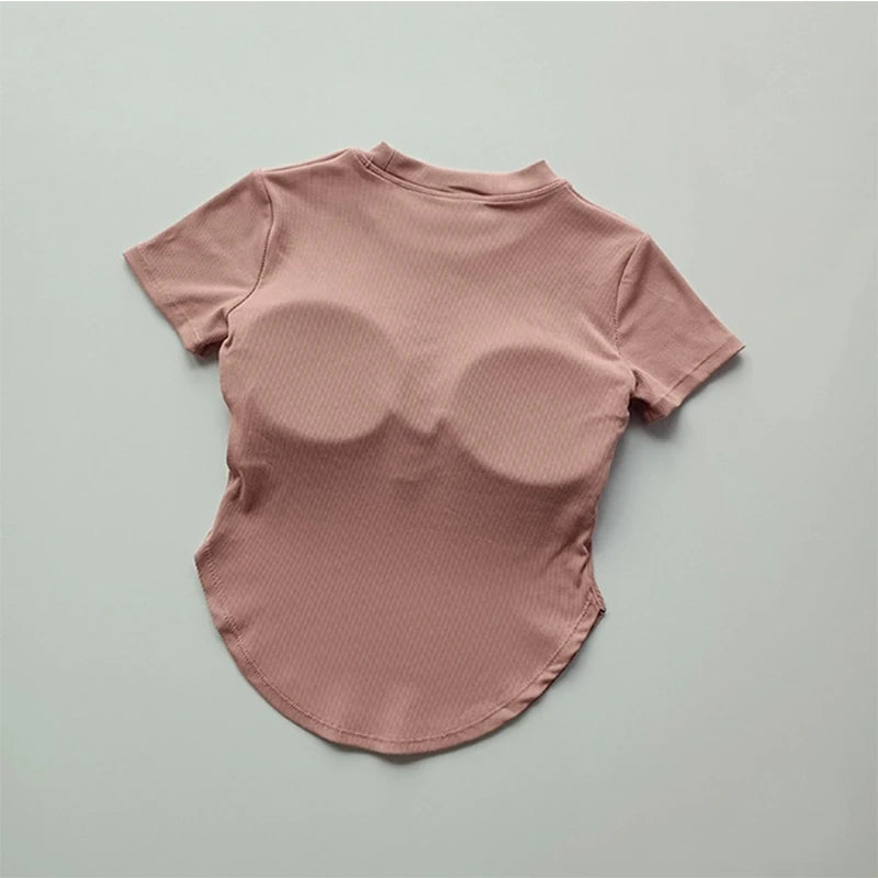 Pink ladies fitness crop tops with a stylish design for comfortable activewear