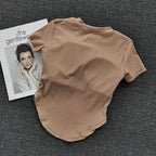 Ladies fitness crop tops in beige color with a stylish, fitted design for active women