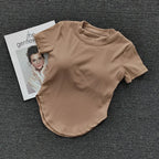 Khaki ladies fitness crop tops designed for comfort and style during workouts