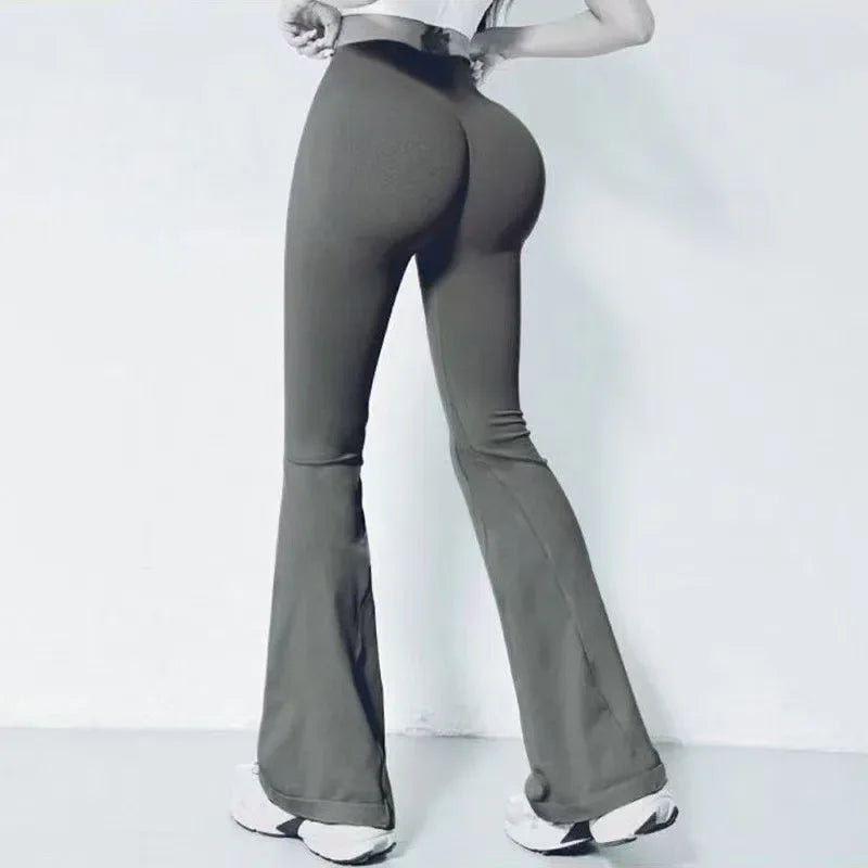Stylish ladies fitness sweat pants with flared design, perfect for workouts and casual wear