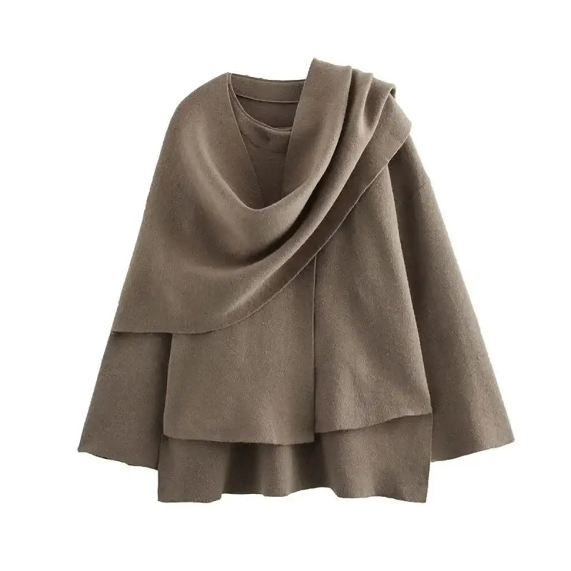Taupe long sleeve cardigan for ladies with layered design from The Lady's Haven Boutique