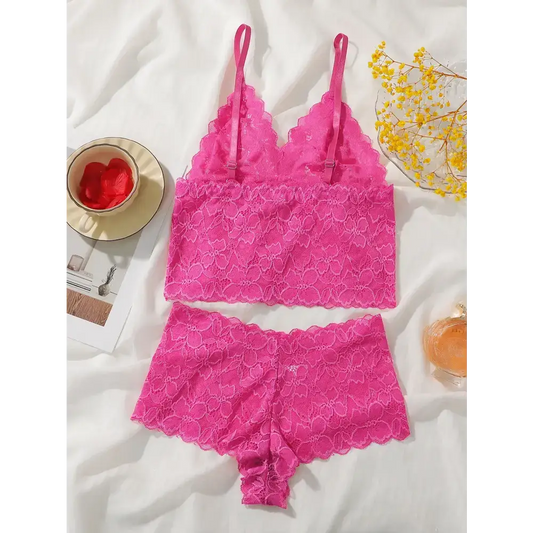 Ladies Pink Lace Bralette and Panties Set - The Lady's Haven Boutique