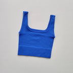 Ladies seamless yoga vest in vibrant blue for comfortable workouts and flexibility