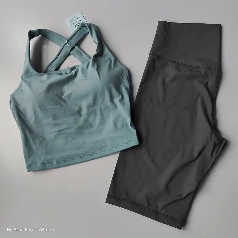 Ladies Sports Bra and Shorts Set Activewear - The Lady's Haven Boutique