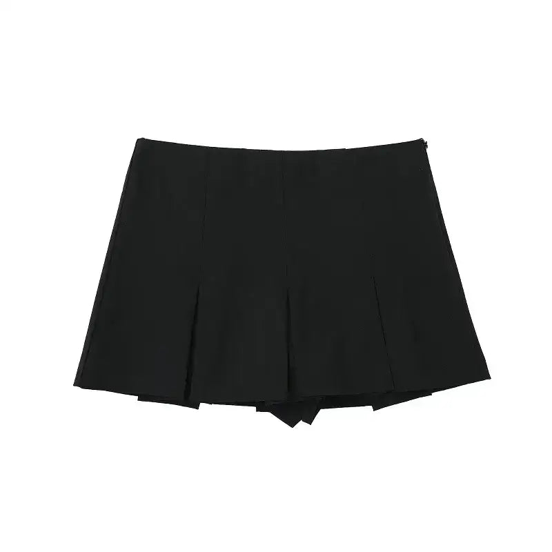 Black pleated summer spring summer casual skorts for comfortable everyday wear