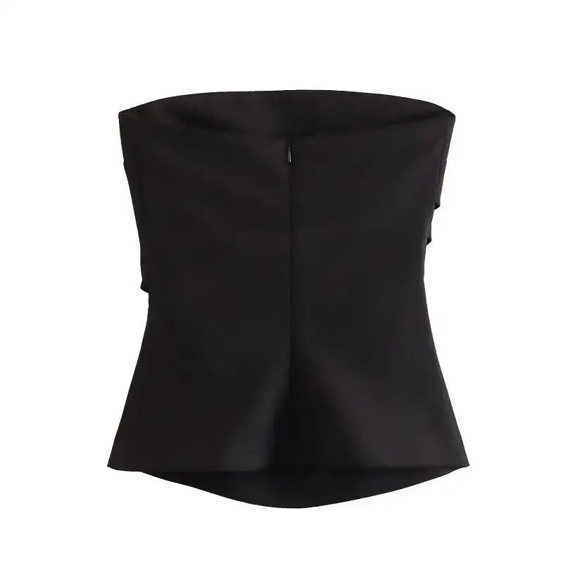 The Lady's Haven Boutique black strapless corset top with sleek fitted design and back zipper closure
