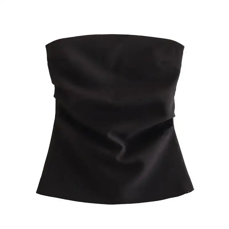 Black strapless corset top with smooth fabric from The Lady's Haven Boutique
