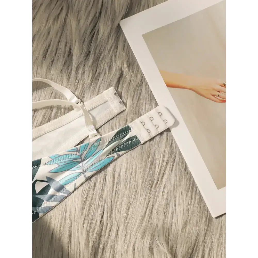 Ladies Summer Leaf Print Lingerie Set - The Lady's Haven Boutique