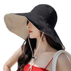 Stylish black UPF 50 sun protection hat with wide brim for ultimate sun safety