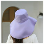 Ladies UV sun protection bucket hat in lavender shade with wide brim for maximum sun coverage